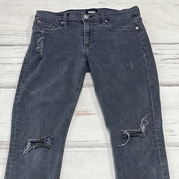 Hudson Jeans Gray Distressed Denim Skinny Stretch Size 26 - Picture 6 of 12
